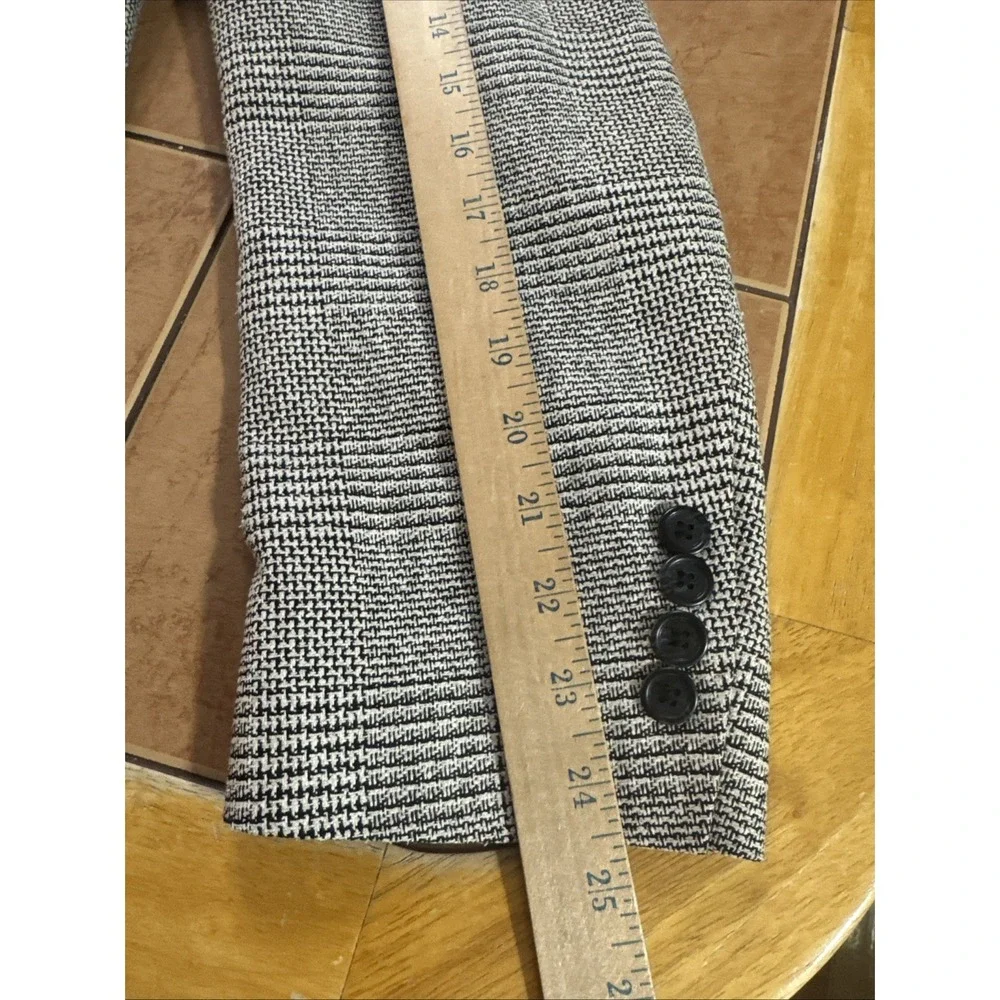 Stafford Sz 42R Silk Wool Gray Black Glen Plaid‎ Blazer Sport Suit Jacket